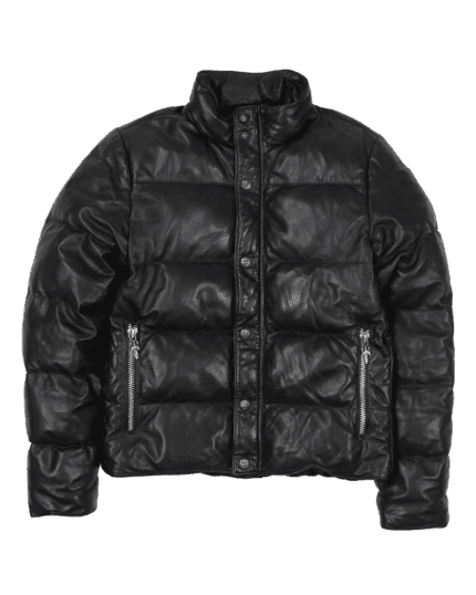 Chrome Hearts Leather Puffer Jacket w/ Dagger Hardware