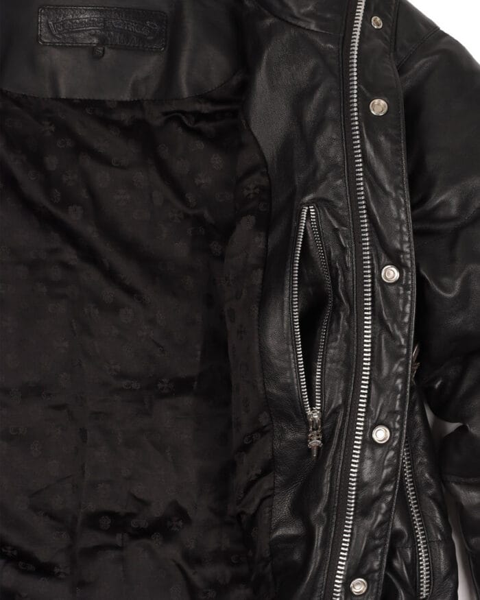 Chrome Hearts Leather Puffer Jacket w/ Dagger Hardware